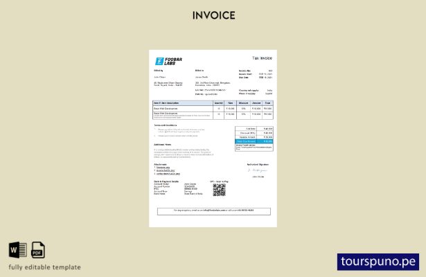 listo para imprimir Plantilla de factura de empresa de tecnología de la informac
